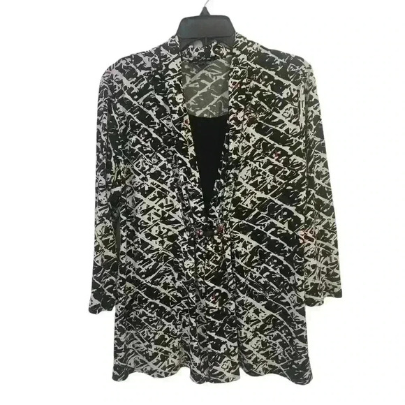 Notations Tops - X117 Notation mock 2 piece black and red loose fit size large